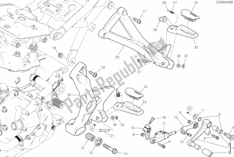 All parts for the Footrests, Left of the Ducati Monster 1200 S 2018